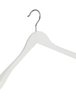 Mantelhanger - Kostuumhanger - Jassenhanger - Volwassenen - 7244BA - 6 Stuks - Lotushout - Wit Gelakt - Schouderverbreding 3 cm - 41 cm - Kledinghanger - Kleerhanger