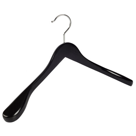 Mantelhanger - Kostuumhanger - Jassenhanger - Volwassenen - 7245BA - 20 Stuks - Lotushout - Zwart Gelakt - Schouderverbreding 4,5 cm - 44 cm - Kledinghanger - Kleerhanger