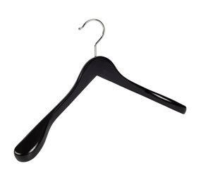 Mantelhanger - Kostuumhanger - Jassenhanger - Volwassenen - 7245BA - 6 Stuks - Lotushout - Zwart Gelakt - Schouderverbreding 4,5 cm - 44 cm - Kledinghanger - Kleerhanger
