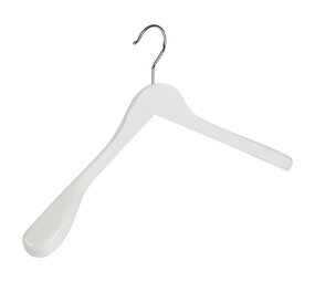 Mantelhanger - Kostuumhanger - Jassenhanger - Volwassenen - 7245BA - 6 Stuks - Lotushout - Wit Gelakt - Schouderverbreding 4,5 cm - 44 cm - Kledinghanger - Kleerhanger