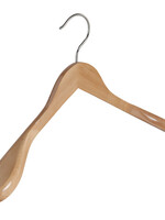 Mantelhanger - Kostuumhanger - Jassenhanger - Volwassenen - 7246BA - 6 Stuks - Lotushout - Naturel Gelakt - Schouderverbreding 6 cm - 44 cm - Kledinghanger - Kleerhanger
