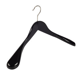 Mantelhanger - Kostuumhanger - Jassenhanger - Volwassenen - 7246BA - 12 Stuks - Lotushout - Zwart Gelakt - Schouderverbreding 6 cm - 44 cm - Kledinghanger - Kleerhanger