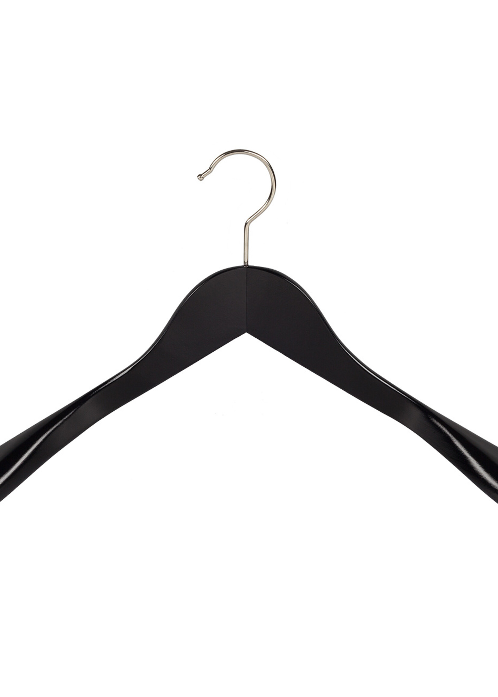 Mantelhanger - Kostuumhanger - Jassenhanger - Volwassenen - 7246BA - 20 Stuks - Lotushout - Zwart Gelakt - Schouderverbreding 6 cm - 44 cm - Kledinghanger - Kleerhanger