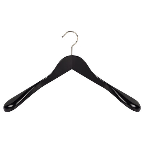 Mantelhanger - Kostuumhanger - Jassenhanger - Volwassenen - 7246BA - 20 Stuks - Lotushout - Zwart Gelakt - Schouderverbreding 6 cm - 44 cm - Kledinghanger - Kleerhanger