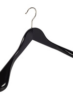 Mantelhanger - Kostuumhanger - Jassenhanger - Volwassenen - 7246BA - 24 Stuks - Lotushout - Zwart Gelakt - Schouderverbreding 6 cm - 44 cm - Kledinghanger - Kleerhanger