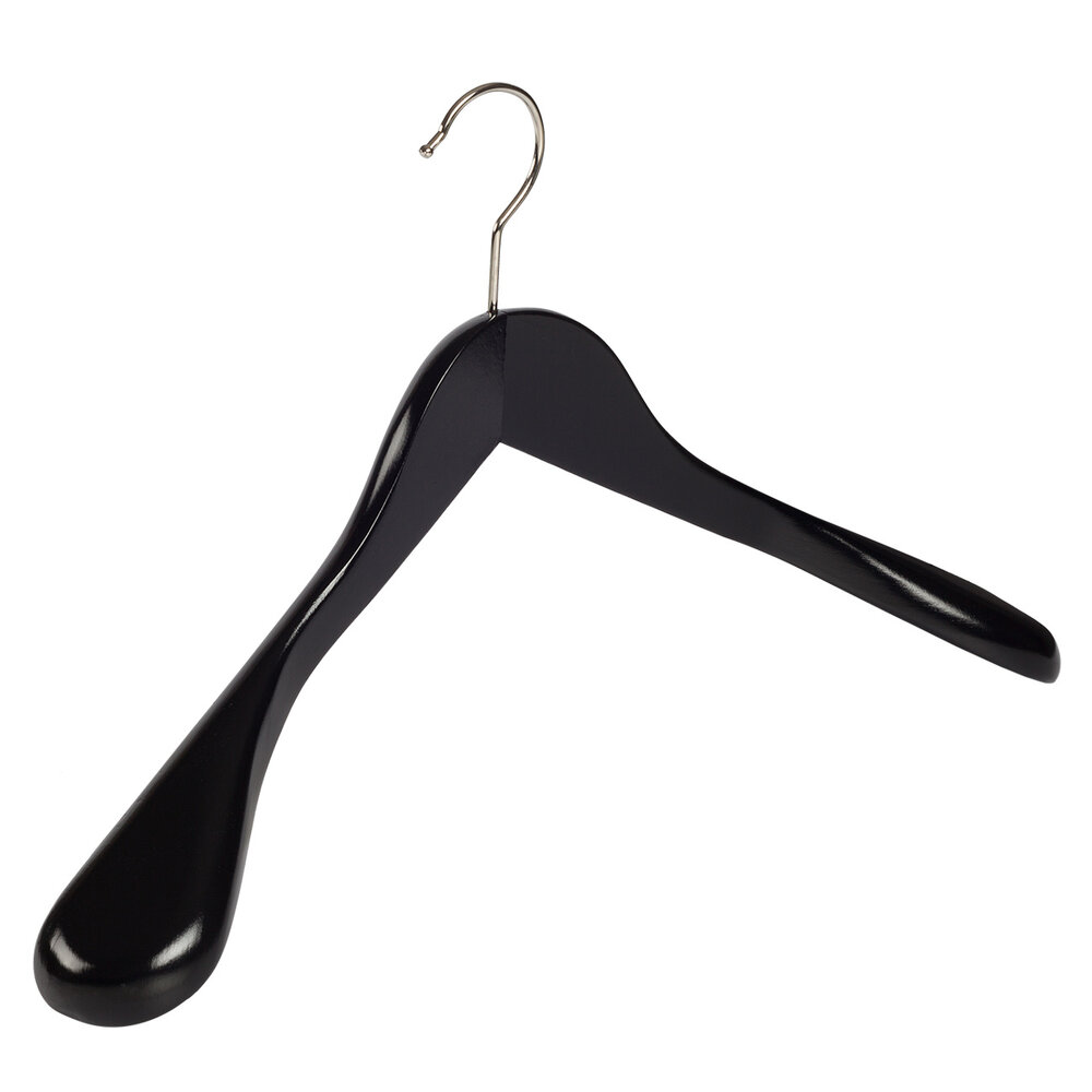 Mantelhanger - Kostuumhanger - Jassenhanger - Volwassenen - 7246BA - 8 Stuks - Lotushout - Zwart Gelakt - Schouderverbreding 6 cm - 44 cm - Kledinghanger - Kleerhanger