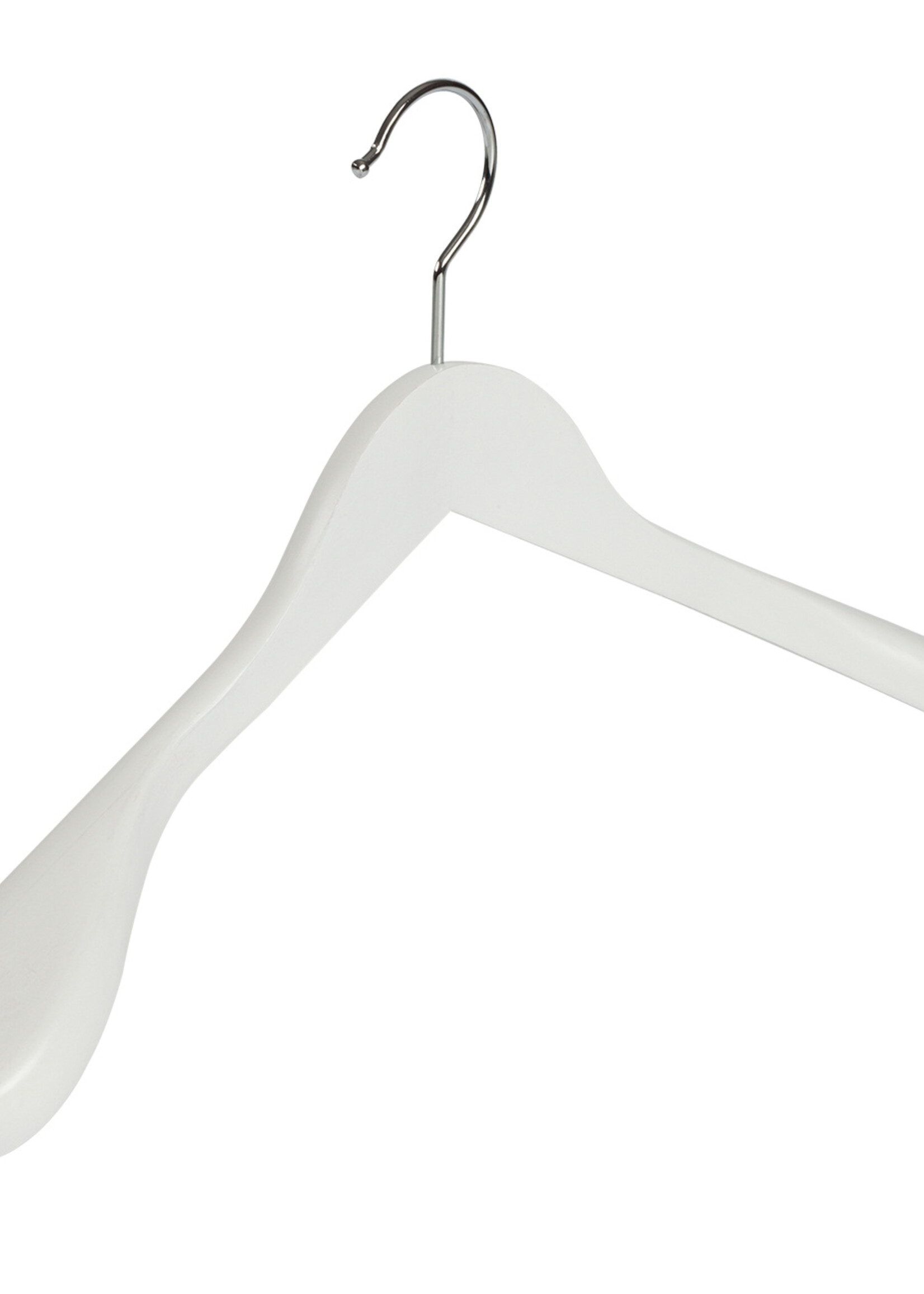 Mantelhanger - Kostuumhanger - Jassenhanger - Volwassenen - 7246BA - 12 Stuks - Lotushout - Wit Gelakt - Schouderverbreding 6 cm - 44 cm - Kledinghanger - Kleerhanger