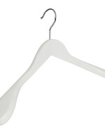 Mantelhanger - Kostuumhanger - Jassenhanger - Volwassenen - 7246BA - 24 Stuks - Lotushout - Wit Gelakt - Schouderverbreding 6 cm - 44 cm - Kledinghanger - Kleerhanger