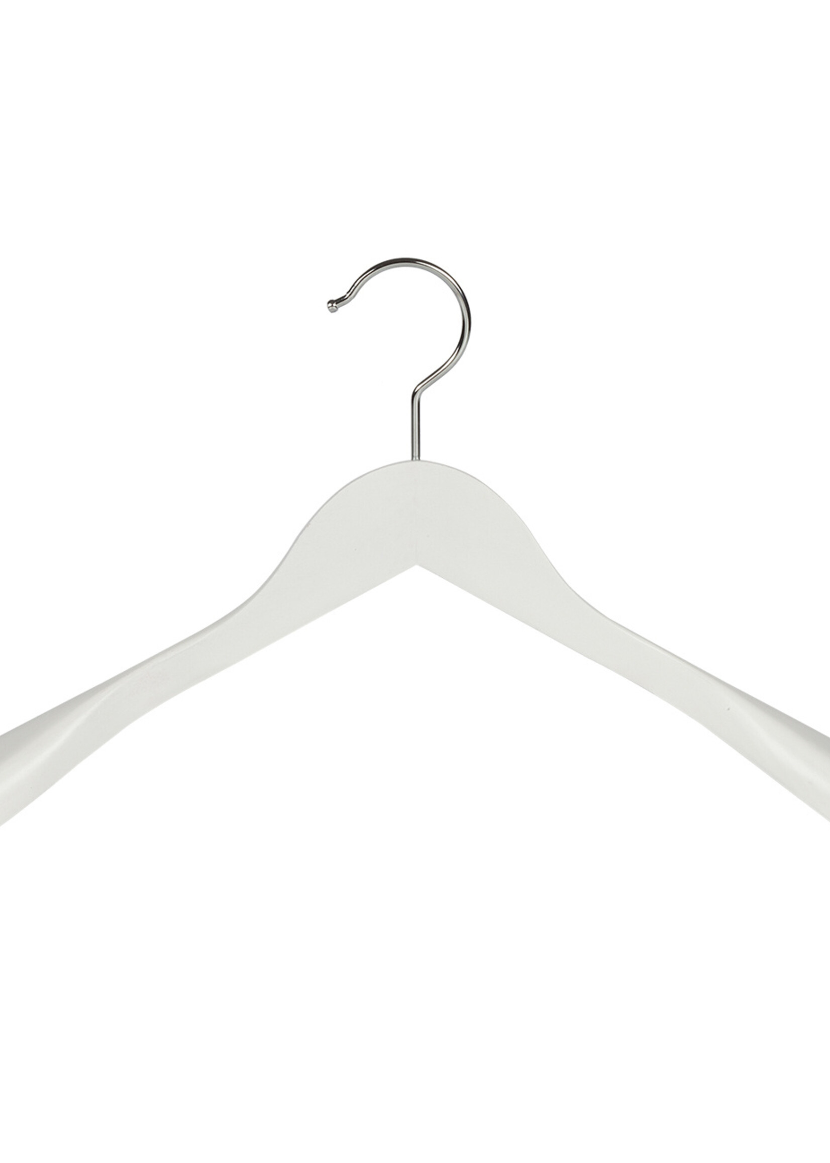 Mantelhanger - Kostuumhanger - Jassenhanger - Volwassenen - 7246BA - 24 Stuks - Lotushout - Wit Gelakt - Schouderverbreding 6 cm - 44 cm - Kledinghanger - Kleerhanger