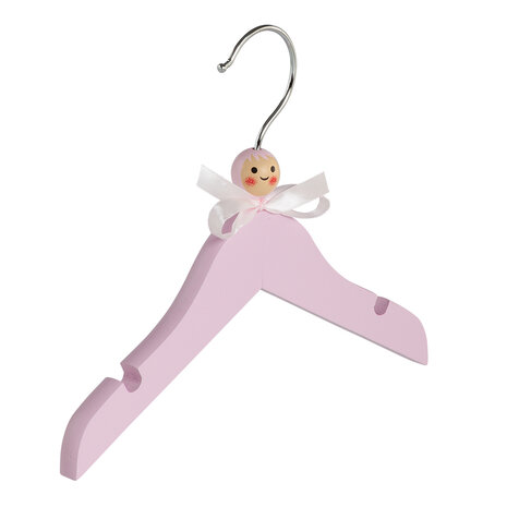 Kledinghanger - Baby - 7300 - 5 Stuks - Blousehanger - Shirthanger - Lotushout - Roze Gelakt - Vlak Model - Rokinkepingen - 24 cm - Kleerhanger - Babybügel