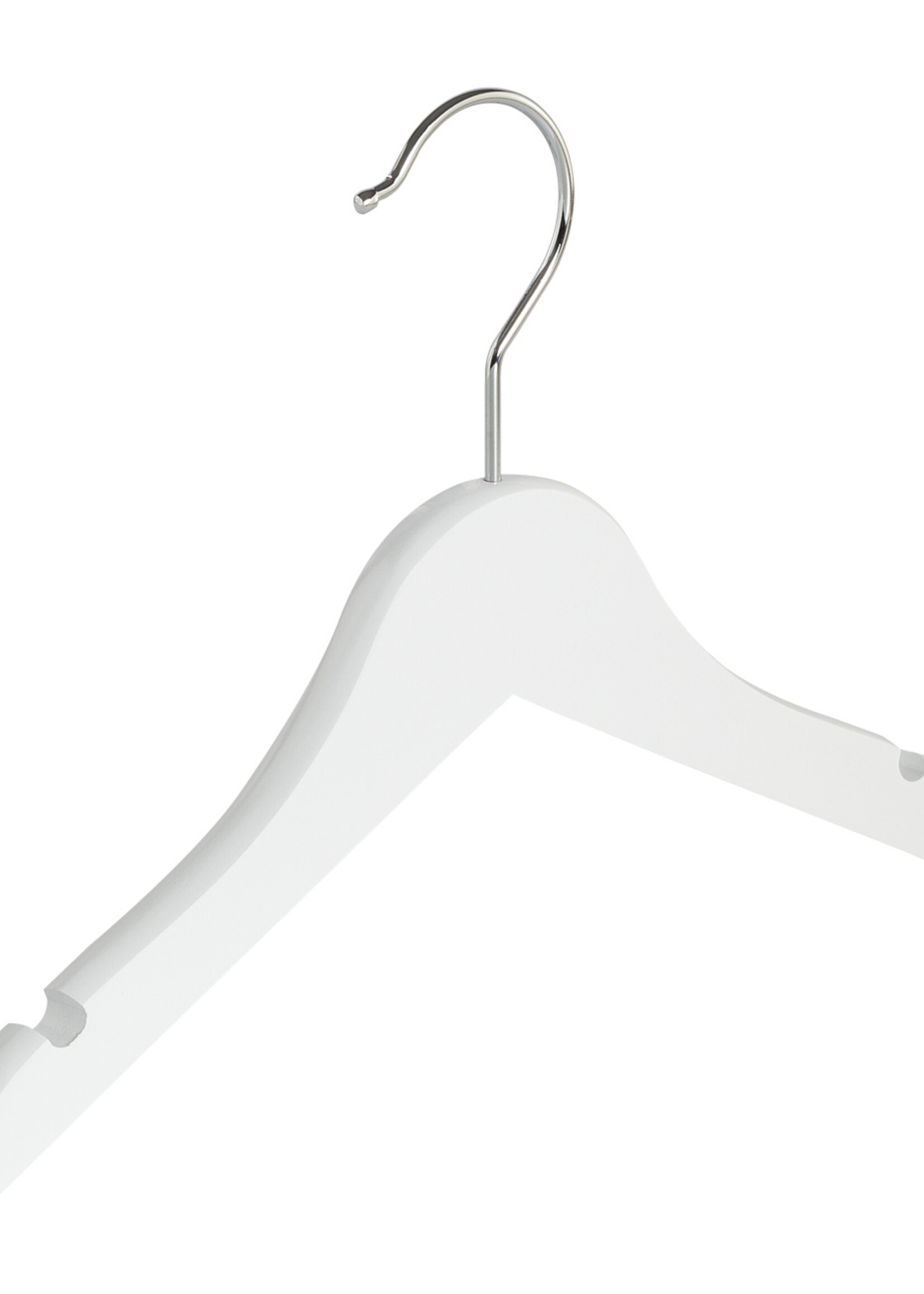 Kledinghanger - Baby - 7301BA - 10 Stuks - Blousehanger - Shirthanger - Lotushout - Wit Gelakt - Vlak Model - Rokinkepingen - 28 cm - Kleerhanger - Babybügel