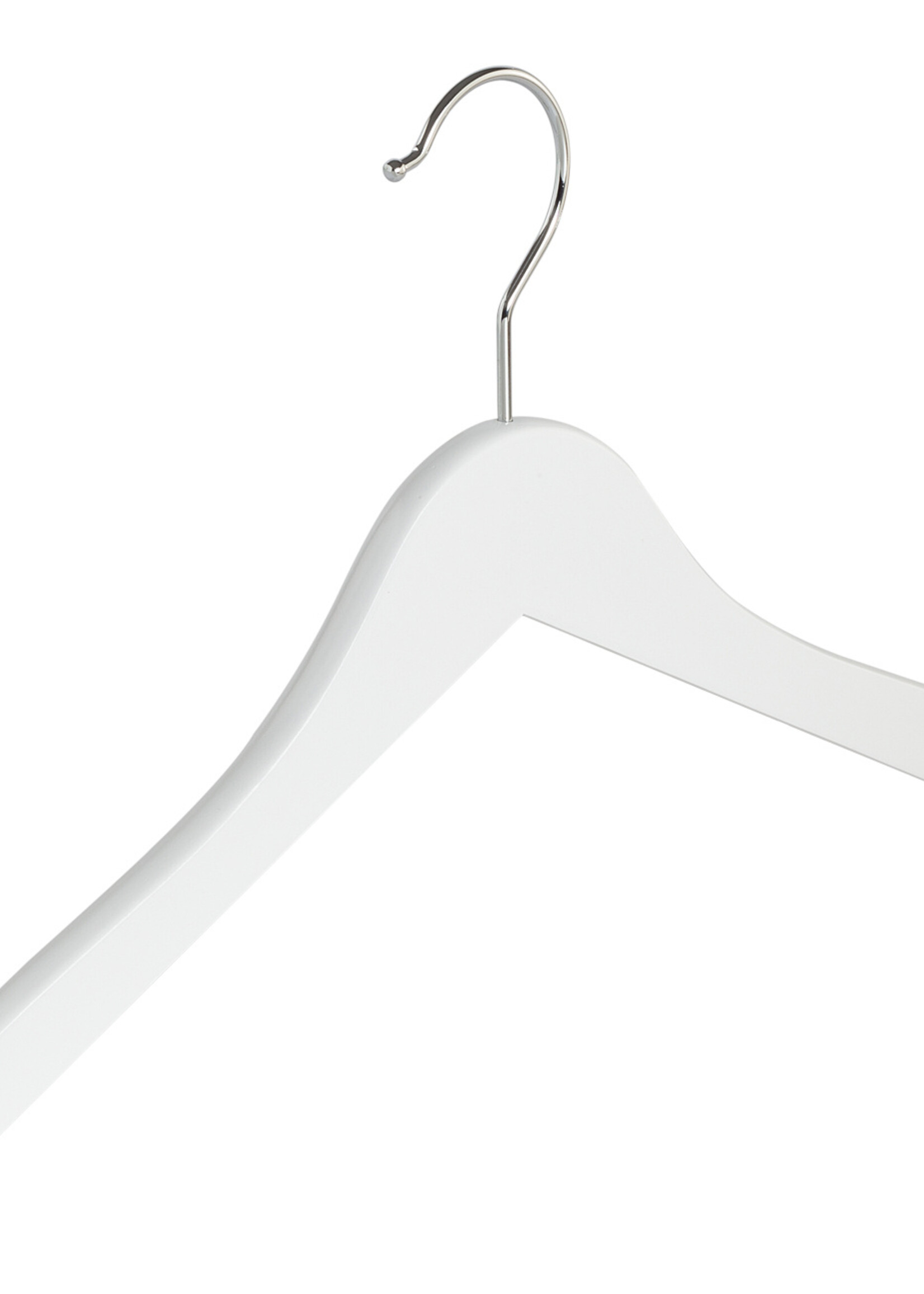 Kledinghanger - Kinderen - 7304BA - 10 Stuks - Blousehanger - Shirthanger - Lotushout - Wit Gelakt - Vlak Model - Rokinkepingen - 36 cm - Kleerhanger - Kinderhanger