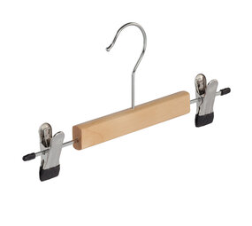 Knijperhanger - Baby - 7305BA - 30 Stuks - Lotushout - Naturel Gelakt - Verschuifbare Anti-slip knijpers - 25 cm - Rokhanger - Broekhanger - Pantalonhanger - Babyhanger