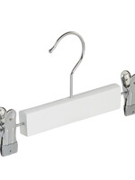 Knijperhanger - Baby - 7305BA - 10 Stuks - Lotushout - Wit Gelakt - Verschuifbare Anti-slip knijpers - 25 cm - Rokhanger - Broekhanger - Pantalonhanger - Babyhanger