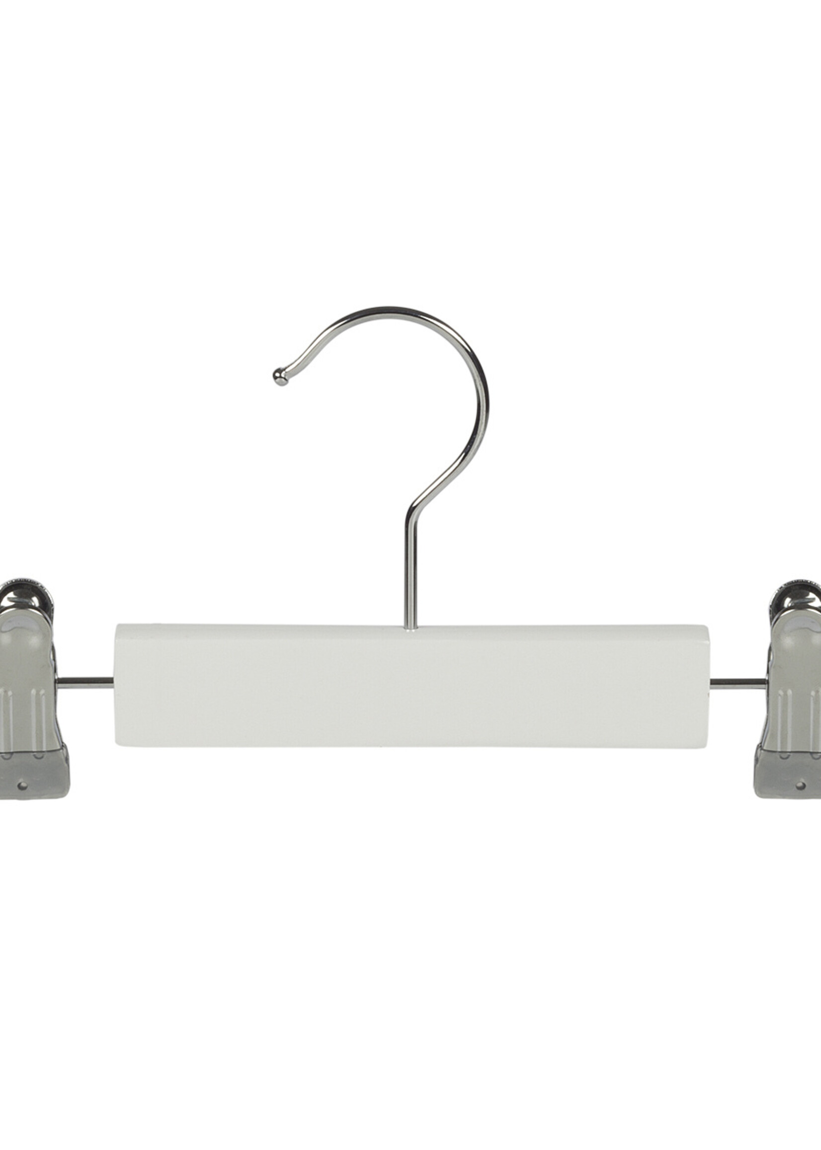 Knijperhanger - Baby - 7305BA - 40 Stuks - Lotushout - Wit Gelakt - Verschuifbare Anti-slip knijpers - 25 cm - Rokhanger - Broekhanger - Pantalonhanger - Babybügel