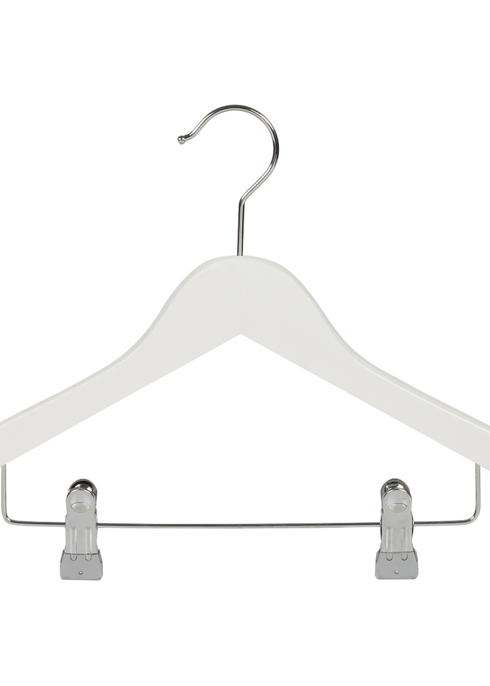 Knijperhanger - Kinderen - 7306BA - 30 Stuks - Lotushout - Wit Gelakt - Verschuifbare Anti-slip knijpers - 34 cm - Rokhanger - Broekhanger - Pantalonhanger - Kinderhanger
