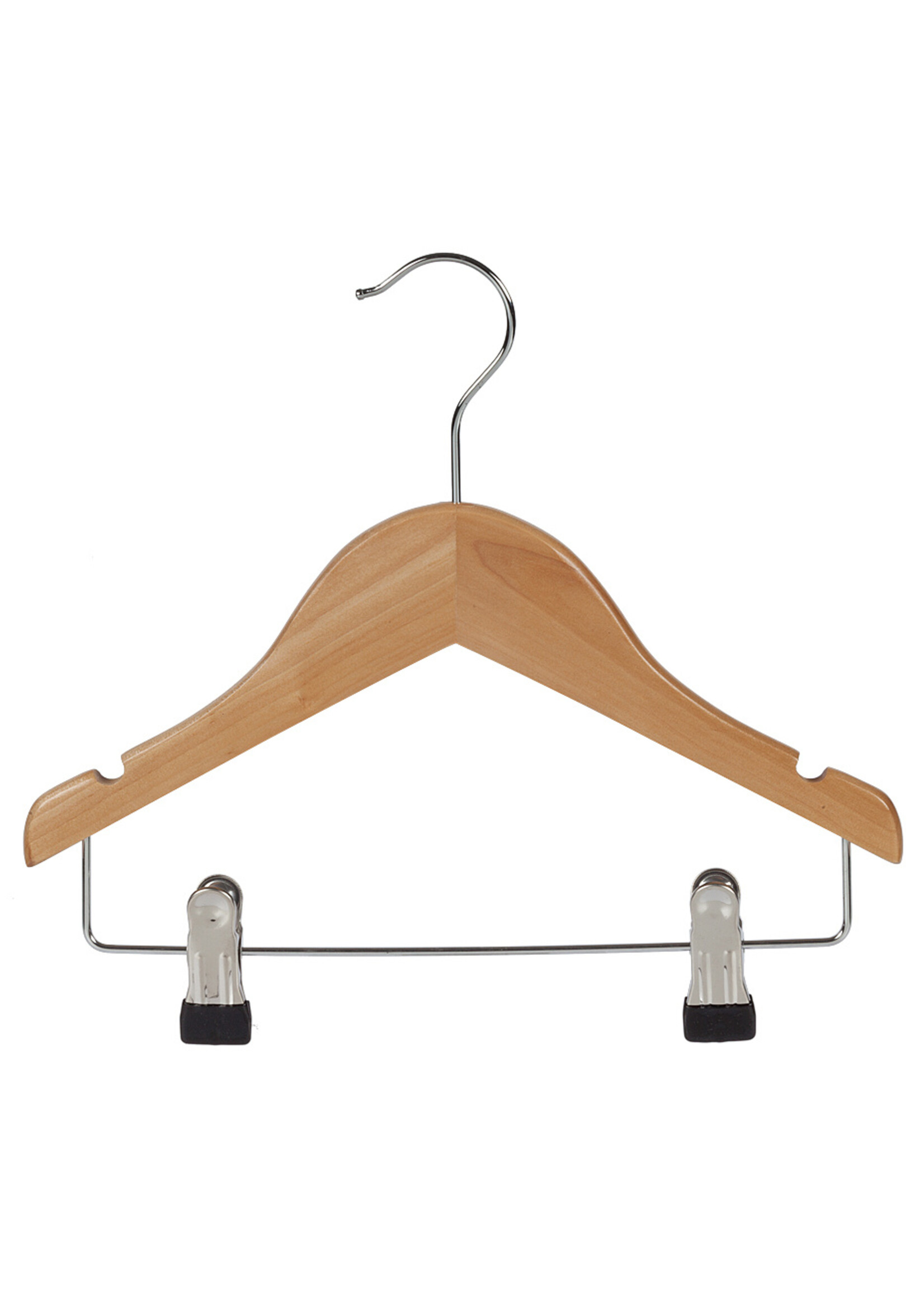 Knijperhanger - Baby - 7307BA - 30 Stuks - Lotushout - Naturel Gelakt - Verschuifbare Anti-slip knijpers - 28 cm - Rokhanger - Broekhanger - Pantalonhanger - Babybügel