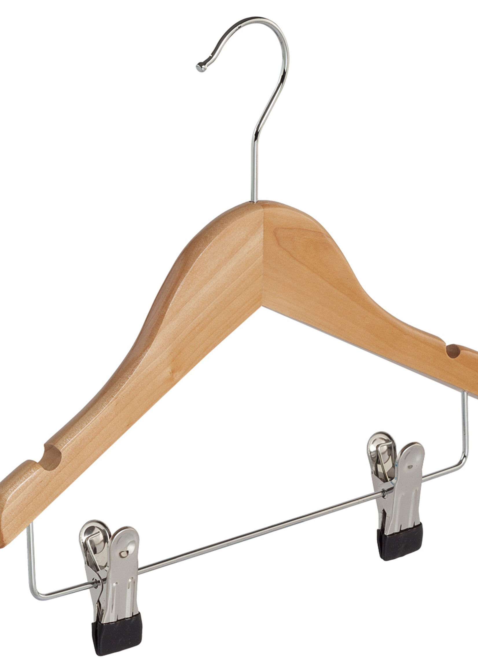 Knijperhanger - Baby - 7307BA - 40 Stuks - Lotushout - Naturel Gelakt - Verschuifbare Anti-slip knijpers - 28 cm - Rokhanger - Broekhanger - Pantalonhanger - Babybügel