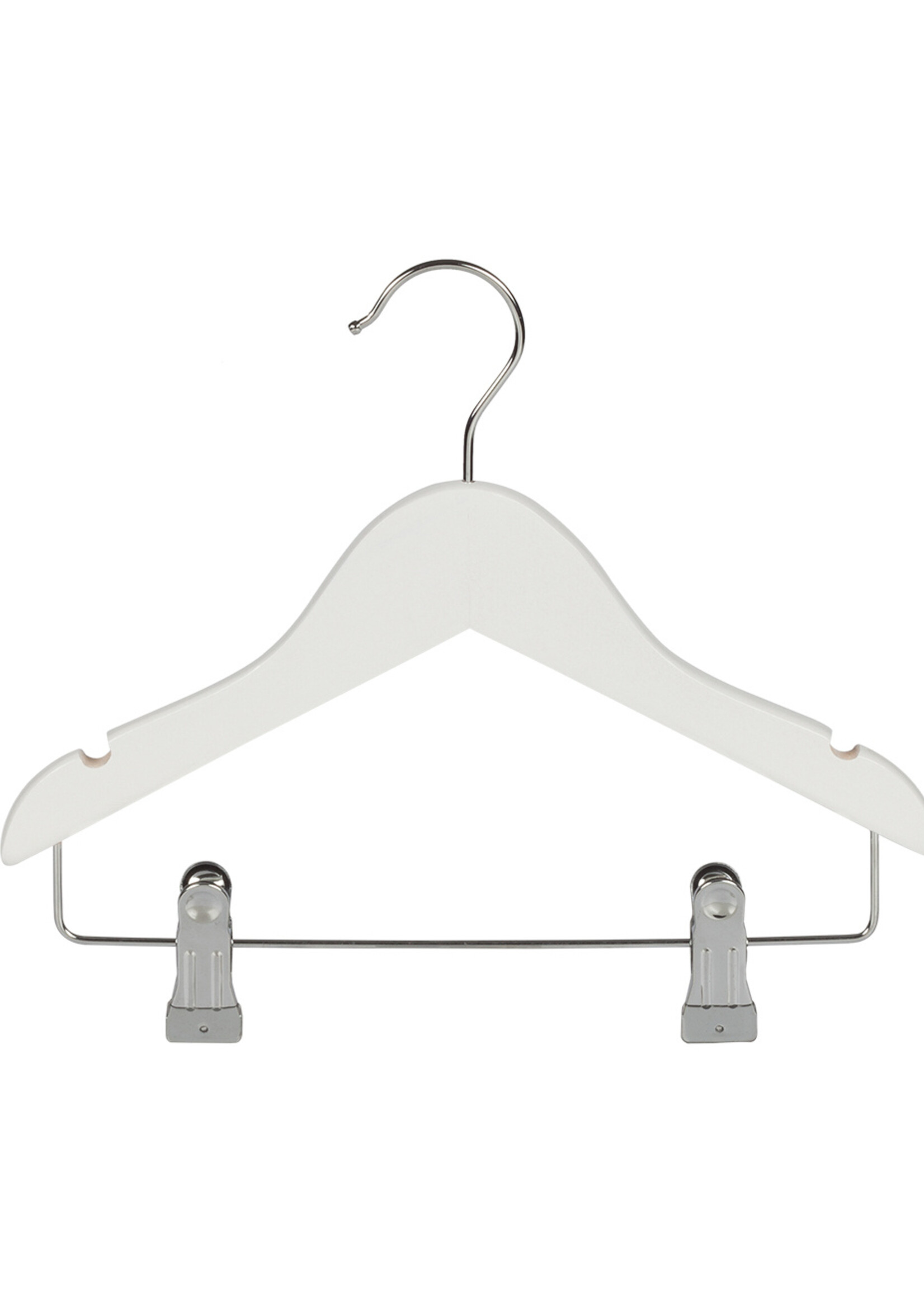 Knijperhanger - Baby - 7307BA - 30 Stuks - Lotushout - Wit Gelakt - Verschuifbare Anti-slip knijpers - 28 cm - Rokhanger - Broekhanger - Pantalonhanger - Babybügel