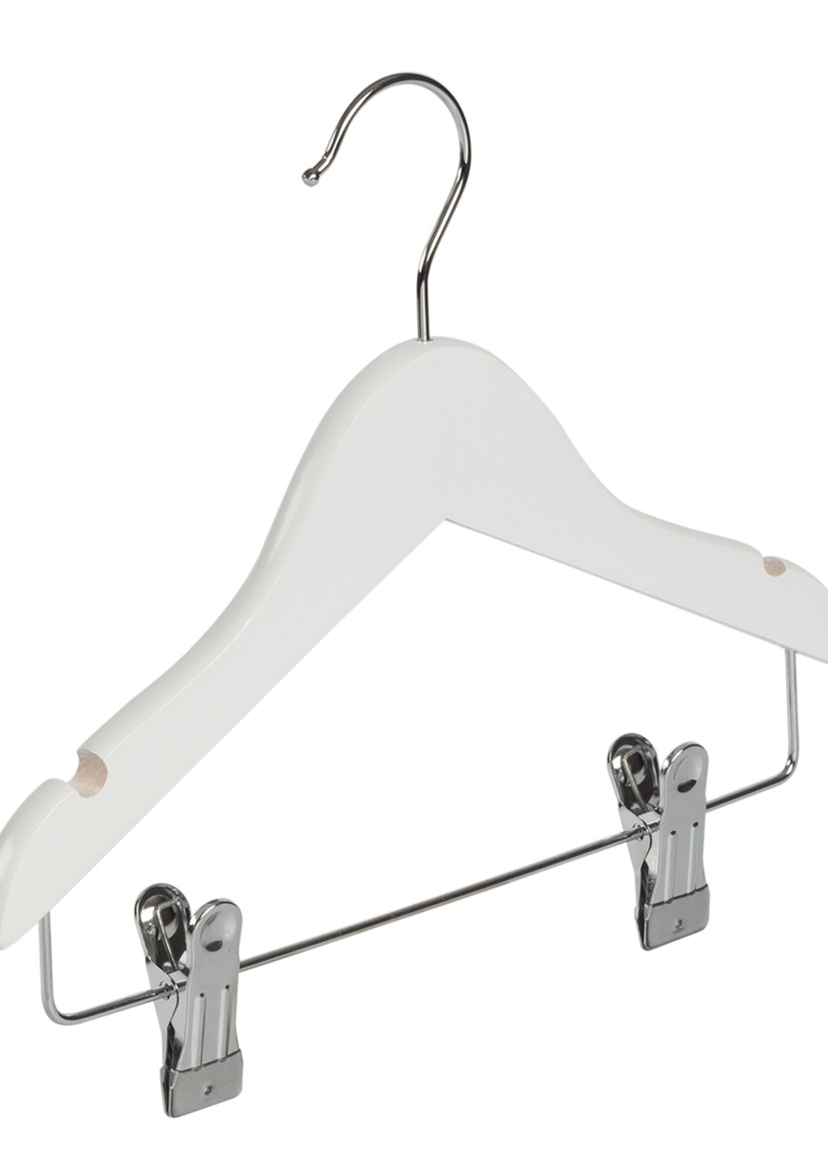 Knijperhanger - Baby - 7307BA - 50 Stuks - Lotushout - Wit Gelakt - Verschuifbare Anti-slip knijpers - 28 cm - Rokhanger - Broekhanger - Pantalonhanger - Babybügel
