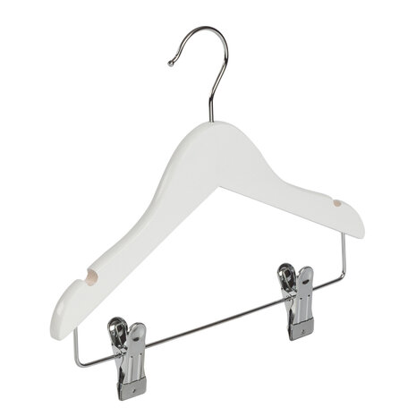 Knijperhanger - Baby - 7307BA - 50 Stuks - Lotushout - Wit Gelakt - Verschuifbare Anti-slip knijpers - 28 cm - Rokhanger - Broekhanger - Pantalonhanger - Babybügel Knijperhanger - Baby - 7307BA - 50 Stuks - Lotushout - Wit Gelakt - Verschuifbare Anti-slip knijpers - 28 cm - Rokhanger - Broekhanger - Pantalonhanger - Babybügel
