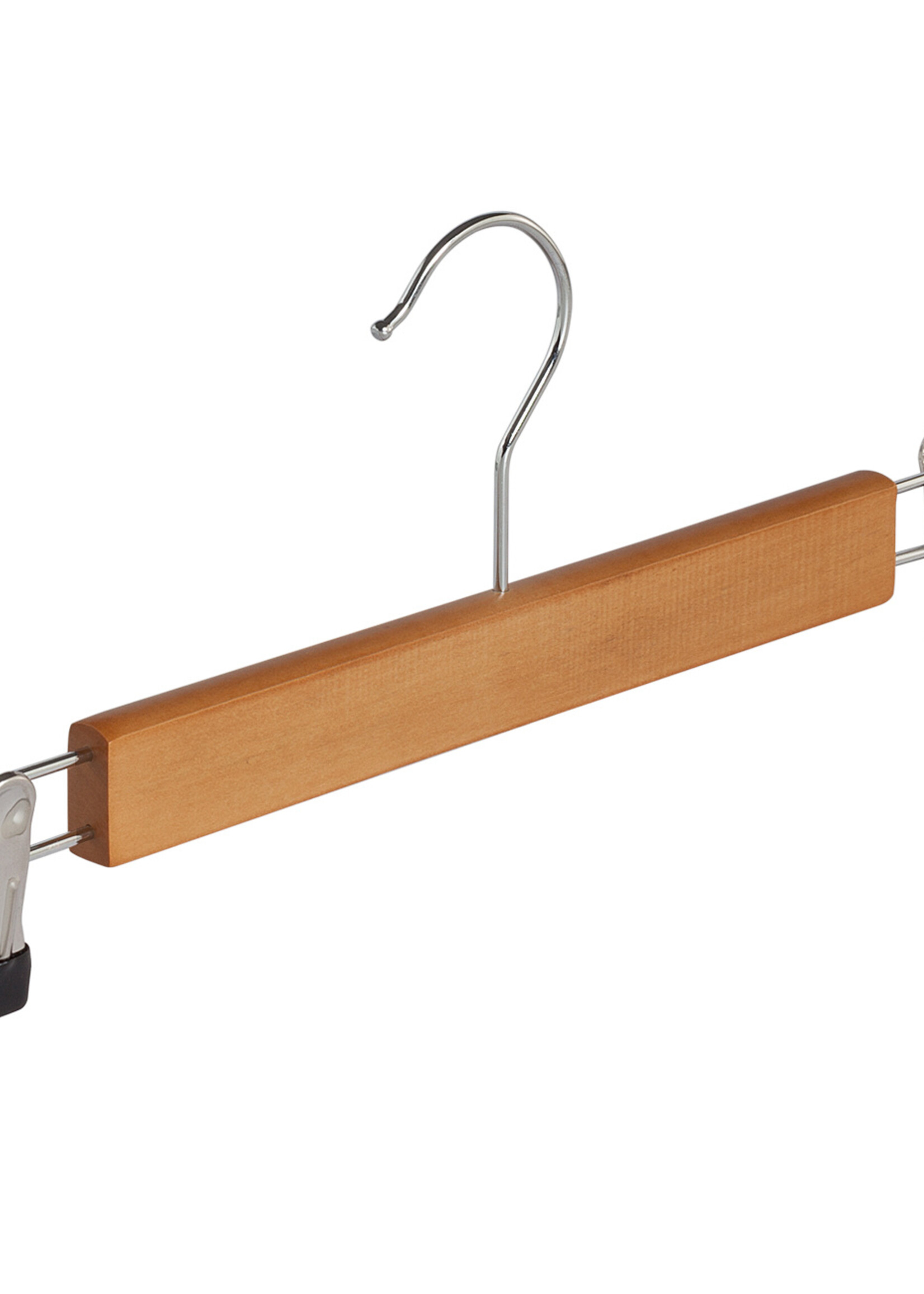 Knijperhanger - Kinderen - 7309BA - 40 Stuks - Lotushout - Naturel Gelakt - Verschuifbare Anti-slip knijpers - 34 cm - Rokhanger - Broekhanger - Pantalonhanger - Kinderhanger