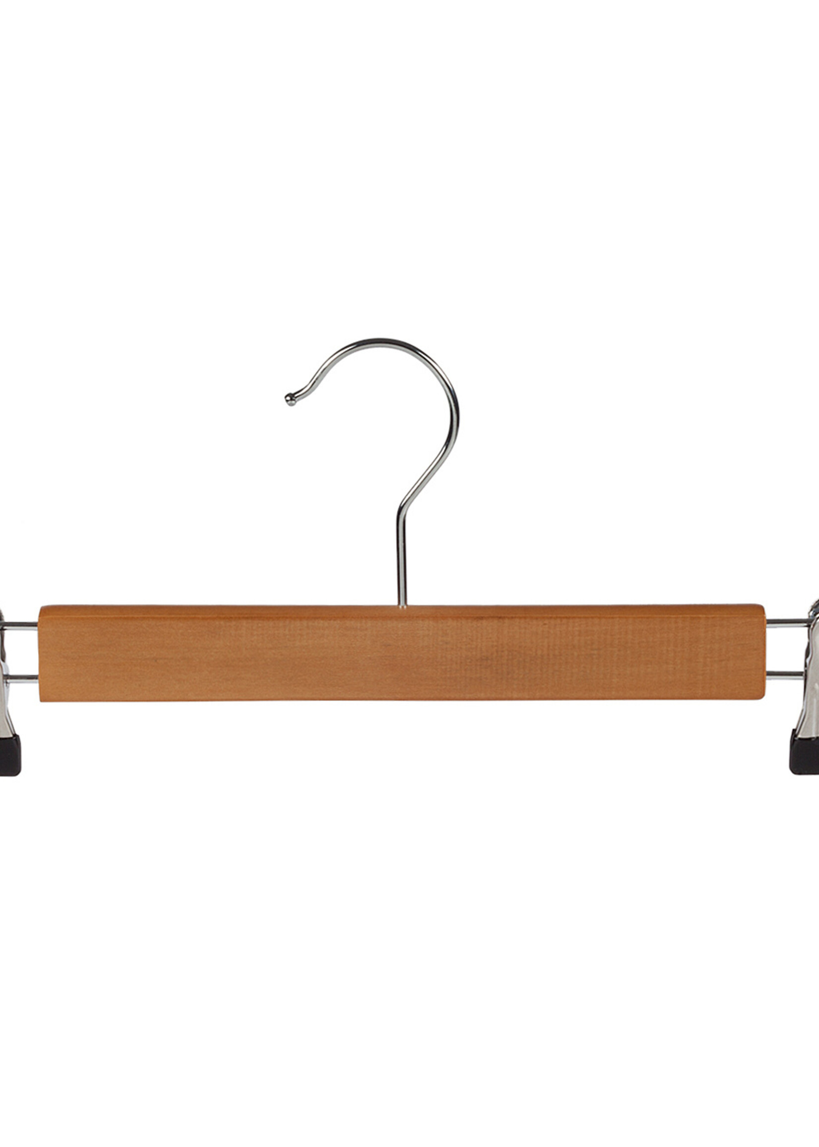 Knijperhanger - Kinderen - 7309BA - 50 Stuks - Lotushout - Naturel Gelakt - Verschuifbare Anti-slip knijpers - 34 cm - Rokhanger - Broekhanger - Pantalonhanger - Kinderhanger