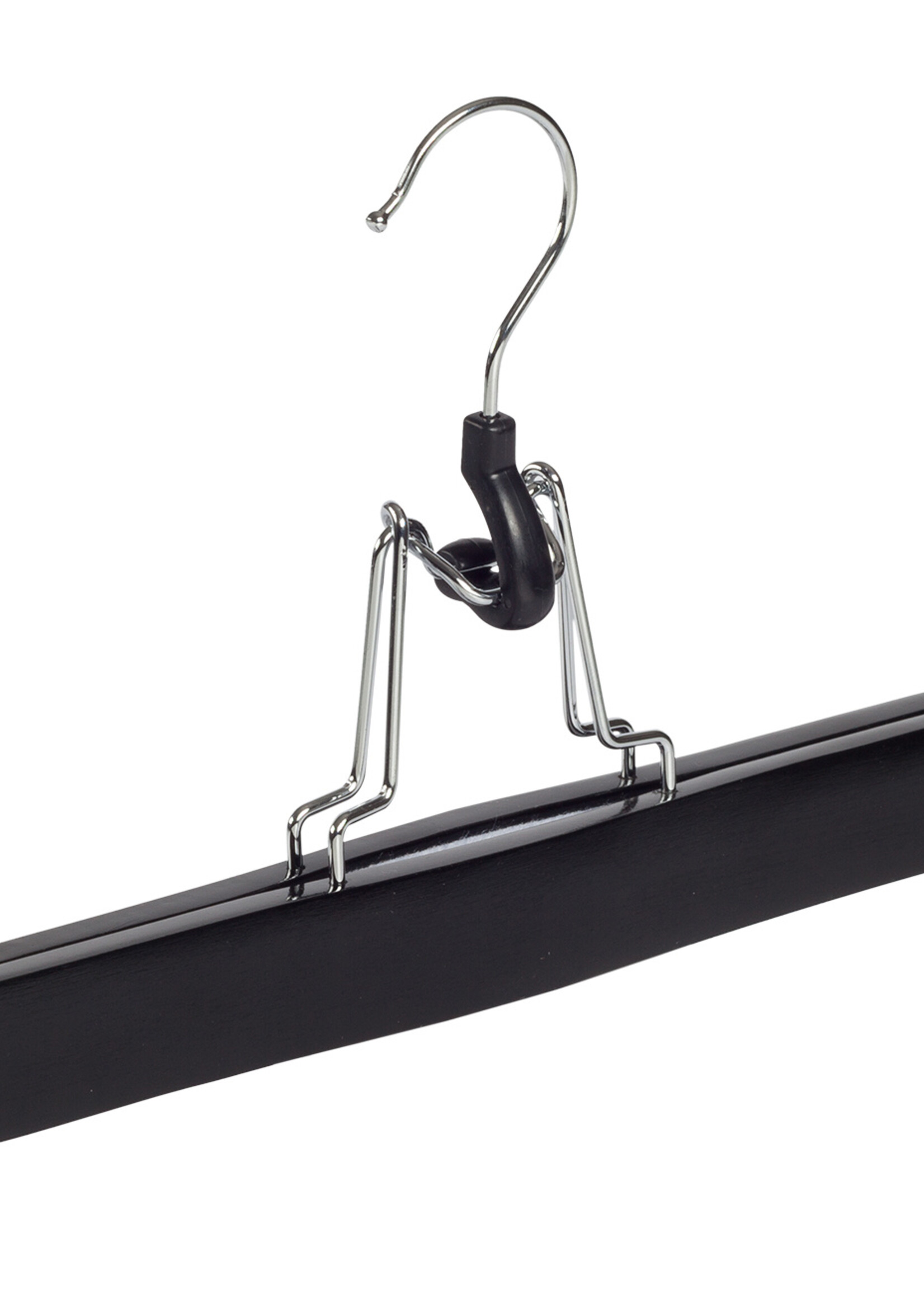 Broekklem - Volwassenen - 7627BA - 10 Stuks - Lotushout - Zwart Gelakt - Vilt Inlage - 27 cm - Rokhanger - Broekhanger - Pantalonhanger