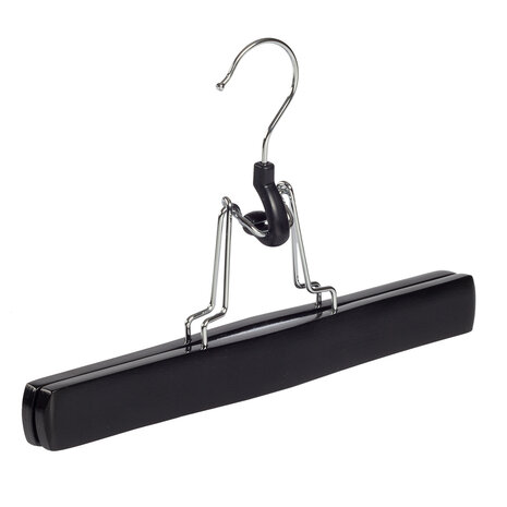 Broekklem - Volwassenen - 7627BA - 10 Stuks - Lotushout - Zwart Gelakt - Vilt Inlage - 27 cm - Rokhanger - Broekhanger - Pantalonhanger