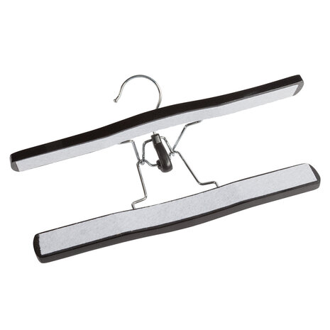 Broekklem - Volwassenen - 7627BA - 20 Stuks - Lotushout - Zwart Gelakt - Vilt Inlage - 27 cm - Rokhanger - Broekhanger - Pantalonhanger