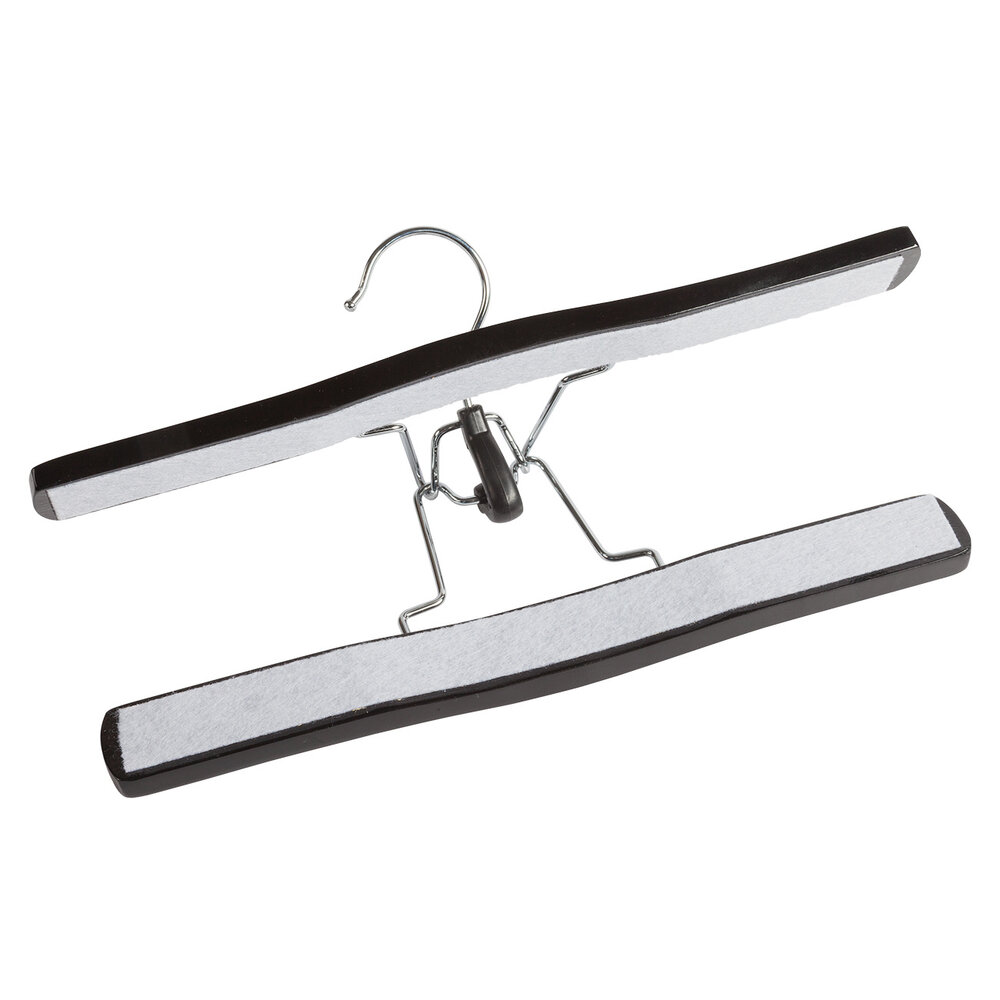 Broekklem - Volwassenen - 7627BA - 30 Stuks - Lotushout - Zwart Gelakt - Vilt Inlage - 27 cm - Rokhanger - Broekhanger - Pantalonhanger