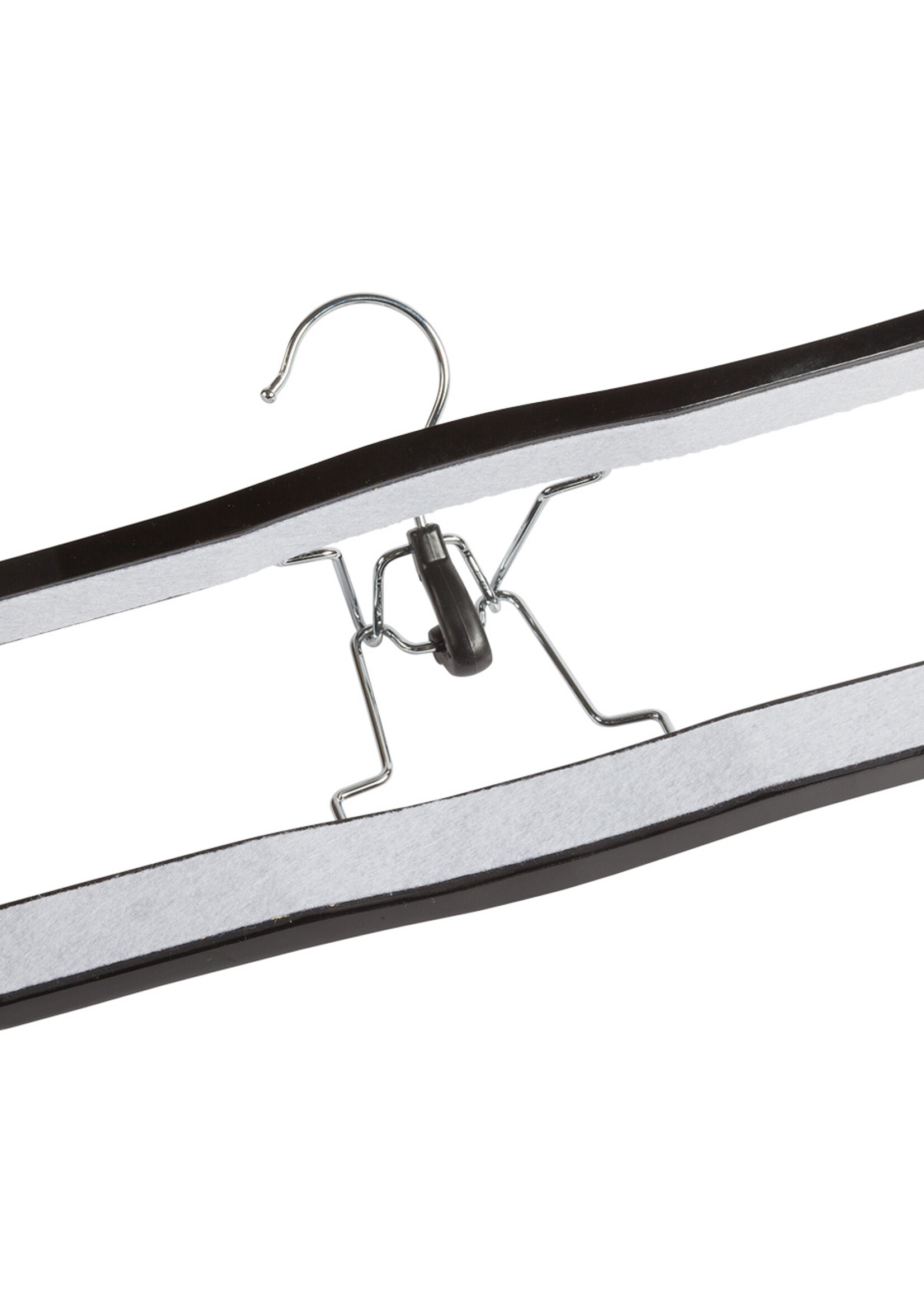 Broekklem - Volwassenen - 7627BA - 50 Stuks - Lotushout - Zwart Gelakt - Vilt Inlage - 27 cm - Rokhanger - Broekhanger - Pantalonhanger