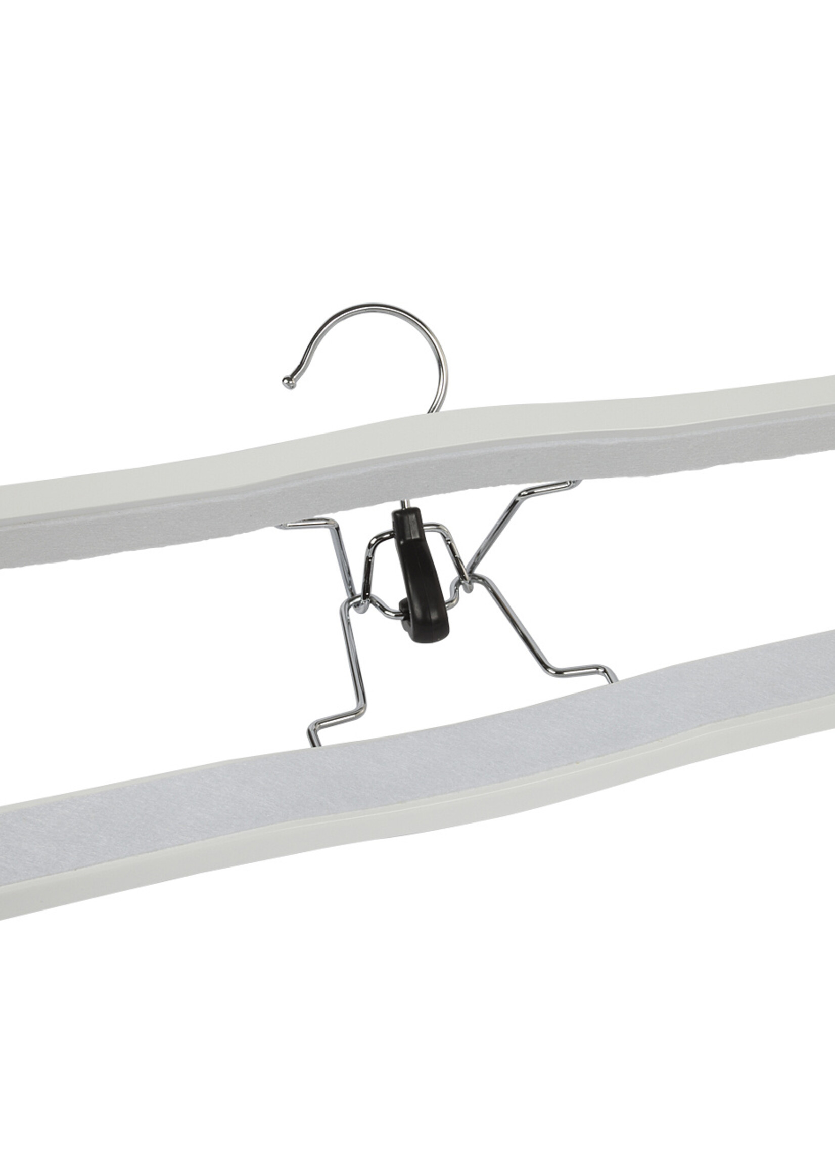 Broekklem - Volwassenen - 7627BA - 10 Stuks - Lotushout - Wit Gelakt - Vilt Inlage - 27 cm - Rokhanger - Broekhanger - Pantalonhanger