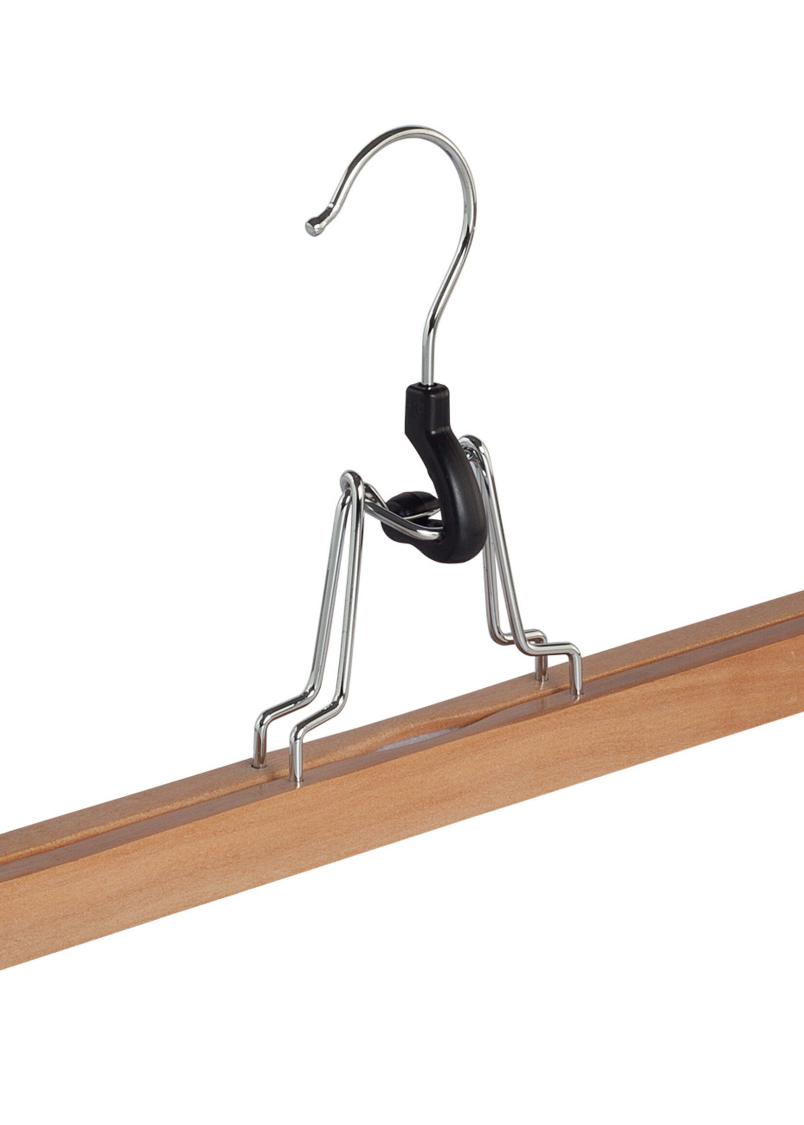 Broekklem - Volwassenen - 7628BA - 10 Stuks - Lotushout - Naturel Gelakt - Vilt Inlage - 25 cm - Rokhanger - Broekhanger - Pantalonhanger