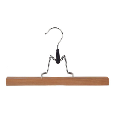 Broekklem - Volwassenen - 7628BA - 50 Stuks - Lotushout - Naturel Gelakt - Vilt Inlage - 28 cm - Rokhanger - Broekhanger - Pantalonhanger