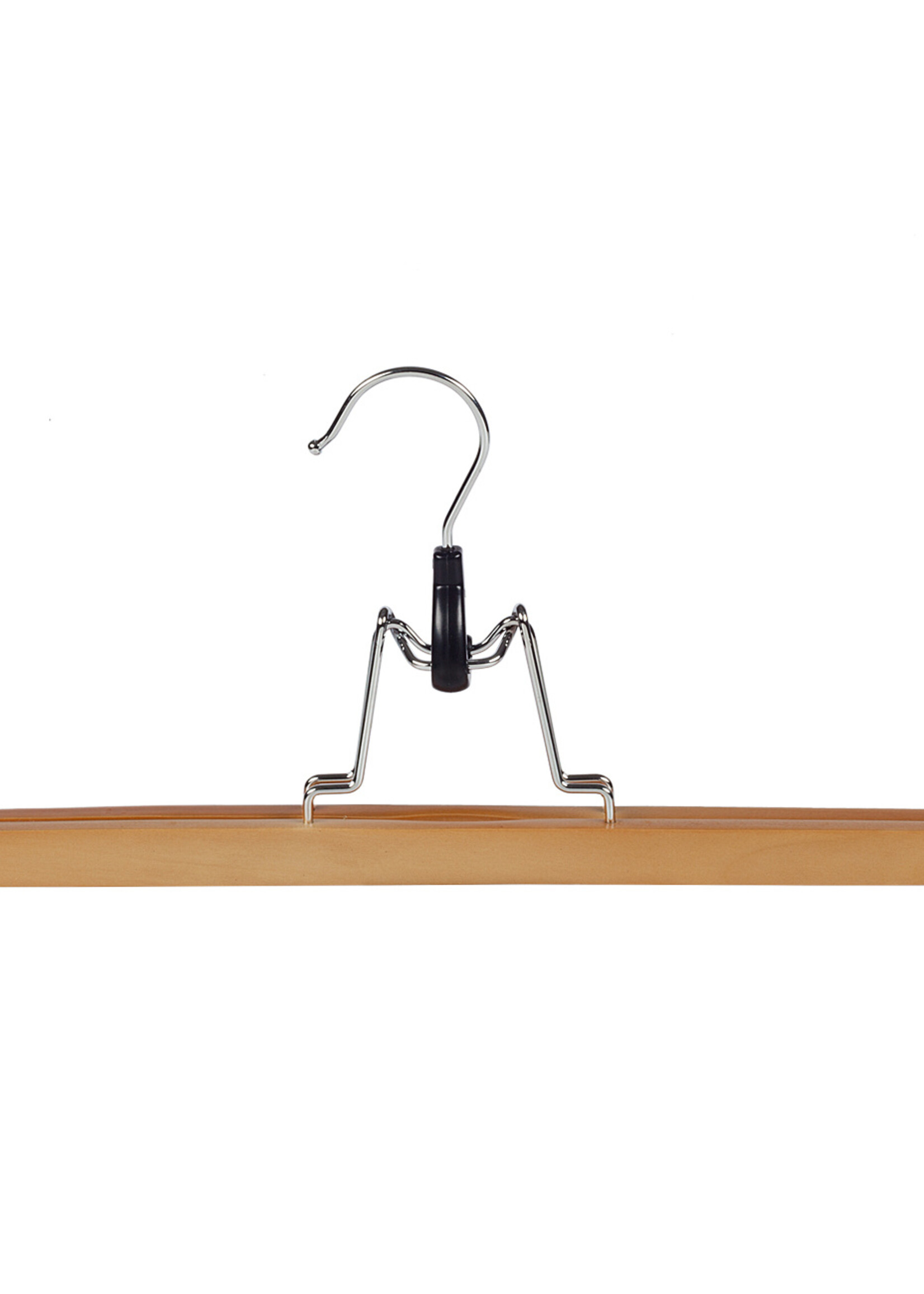 Broekklem - Volwassenen - 7635BA - 20 Stuks - Lotushout - Naturel Gelakt - Vilt Inlage - 35 cm - Rokhanger - Broekhanger - Pantalonhanger