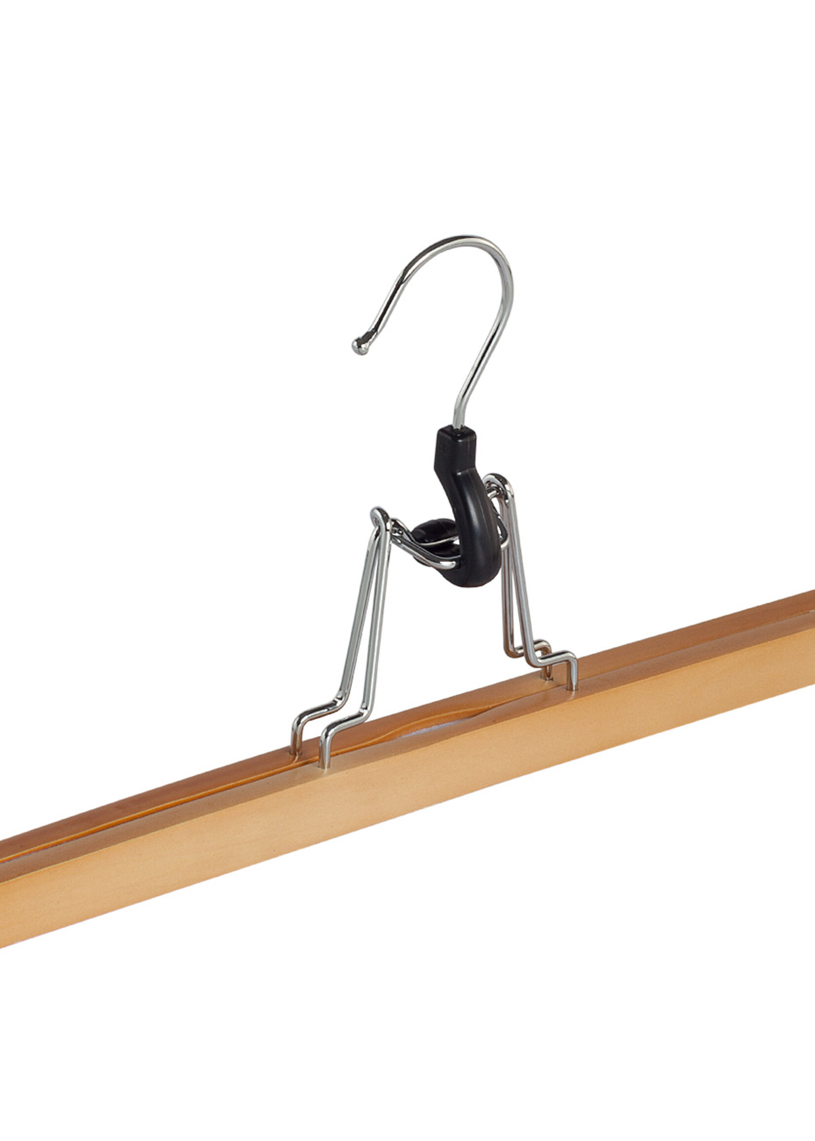 Broekklem - Volwassenen - 7635BA - 40 Stuks - Lotushout - Naturel Gelakt - Vilt Inlage - 35 cm - Rokhanger - Broekhanger - Pantalonhanger