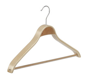 Mantelhanger - Kostuumhanger - Jassenhanger - Volwassenen - 7727 - 20 Stuks - Berkenhout - Naturel Gelakt - Schouderverbreding 2,8 cm - Anti-slip Broeklat - 42 cm - Kledinghanger - Kleerhanger