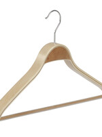 Mantelhanger - Kostuumhanger - Jassenhanger - Volwassenen - 7727 - 24 Stuks - Berkenhout - Naturel Gelakt - Schouderverbreding 2,8 cm - Anti-slip Broeklat - 42 cm - Kledinghanger - Kleerhanger