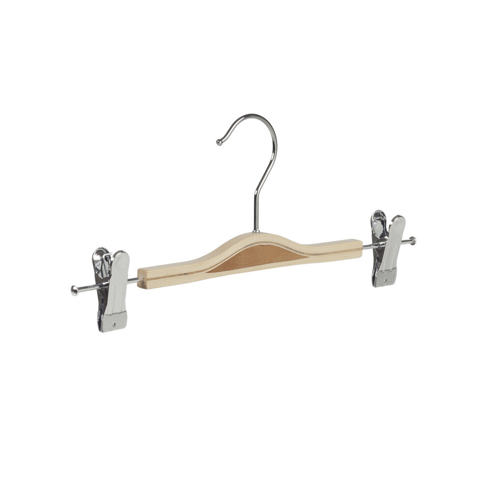 Knijperhanger - Volwassenen - 7731 - 10 Stuks - Berkenhout - Naturel Gelakt - Verschuifbare Anti-slip knijpers - 36 cm - Rokhanger - Broekhanger - Pantalonhanger