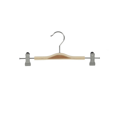 Knijperhanger - Volwassenen - 7731 - 10 Stuks - Berkenhout - Naturel Gelakt - Verschuifbare Anti-slip knijpers - 36 cm - Rokhanger - Broekhanger - Pantalonhanger