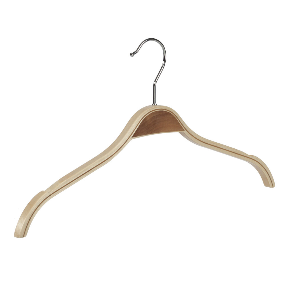 Kledinghanger - Volwassenen - 7742 - 50 Stuks - Blousehanger - Shirthanger - Berkenhout - Naturel Gelakt - Rokinkepingen - 42 cm - Kleerhanger