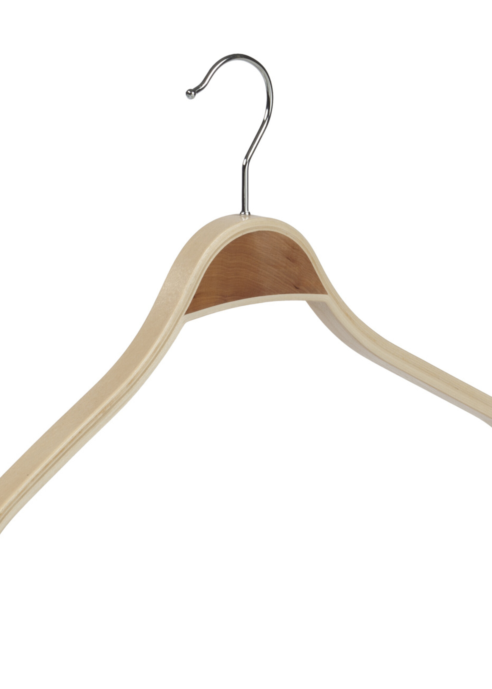 Mantelhanger - Kostuumhanger - Jassenhanger - Volwassenen - 7751 - 6 Stuks - Berkenhout - Naturel Gelakt - Schouderverbreding 1,8 cm - 46 cm - Kledinghanger - Kleerhanger