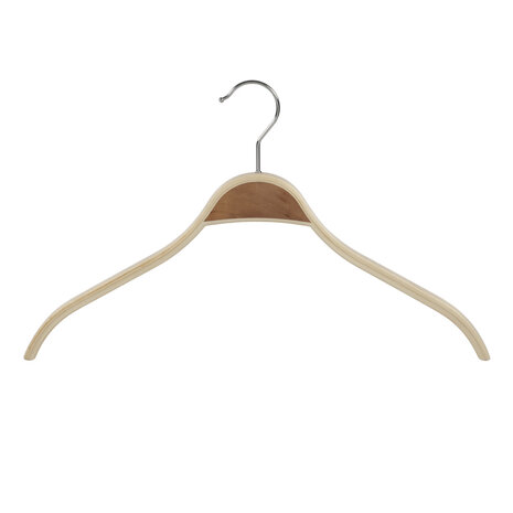 Mantelhanger - Kostuumhanger - Jassenhanger - Volwassenen - 7751 - 6 Stuks - Berkenhout - Naturel Gelakt - Schouderverbreding 1,8 cm - 46 cm - Kledinghanger - Kleerhanger