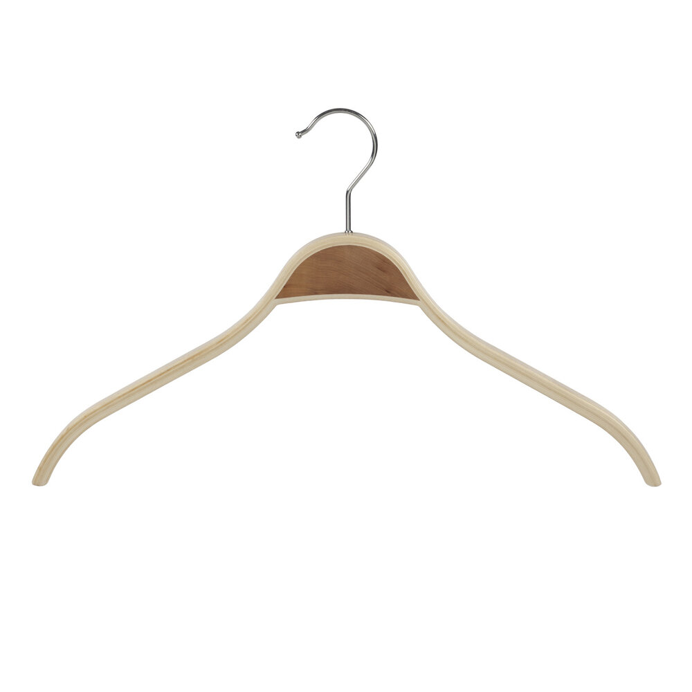 Mantelhanger - Kostuumhanger - Jassenhanger - Volwassenen - 7751 - 8 Stuks - Berkenhout - Naturel Gelakt - Schouderverbreding 1,8 cm - 46 cm - Kledinghanger - Kleerhanger