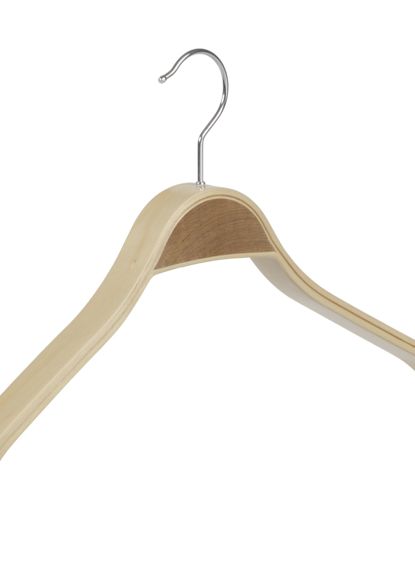 Mantelhanger - Kostuumhanger - Jassenhanger - Volwassenen - 7752 - 6 Stuks - Berkenhout - Naturel Gelakt - Schouderverbreding 2,8 cm - 46 cm - Kledinghanger - Kleerhanger