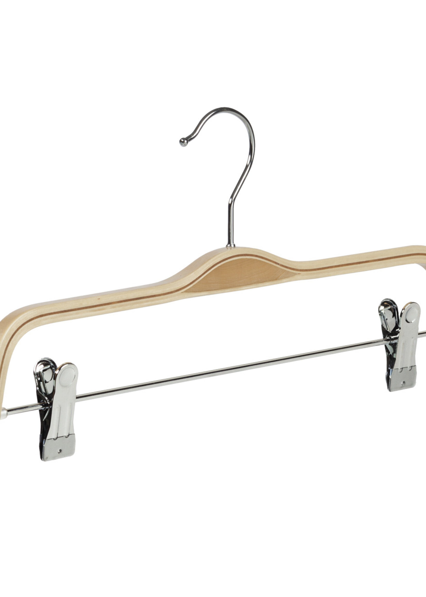 Knijperhanger - Volwassenen - 7763 - 10 Stuks - Berkenhout - Naturel Gelakt - Verschuifbare Anti-slip knijpers - 41 cm - Rokhanger - Broekhanger - Pantalonhanger