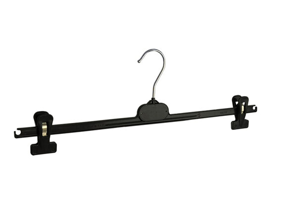Knijperhanger - Volwassenen - PGP48 - 10 Stuks - Kunststof - Zwart - Verschuifbare Anti-slip knijpers - 48 cm - Rokhanger - Broekhanger - Pantalonhanger -  PGP-Serie