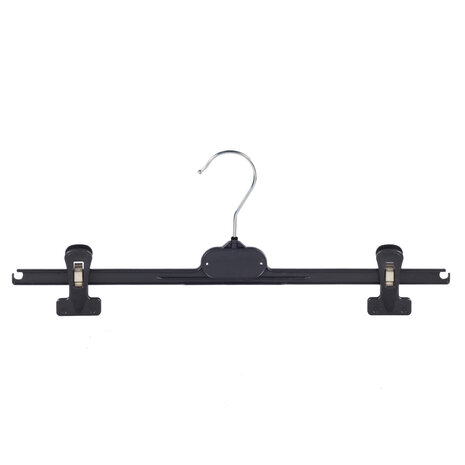 Knijperhanger - Volwassenen - PGP40 - 10 Stuks - Kunststof - Zwart - Verschuifbare Anti-slip knijpers - 40 cm - Rokhanger - Broekhanger - Pantalonhanger -  PGP-Serie