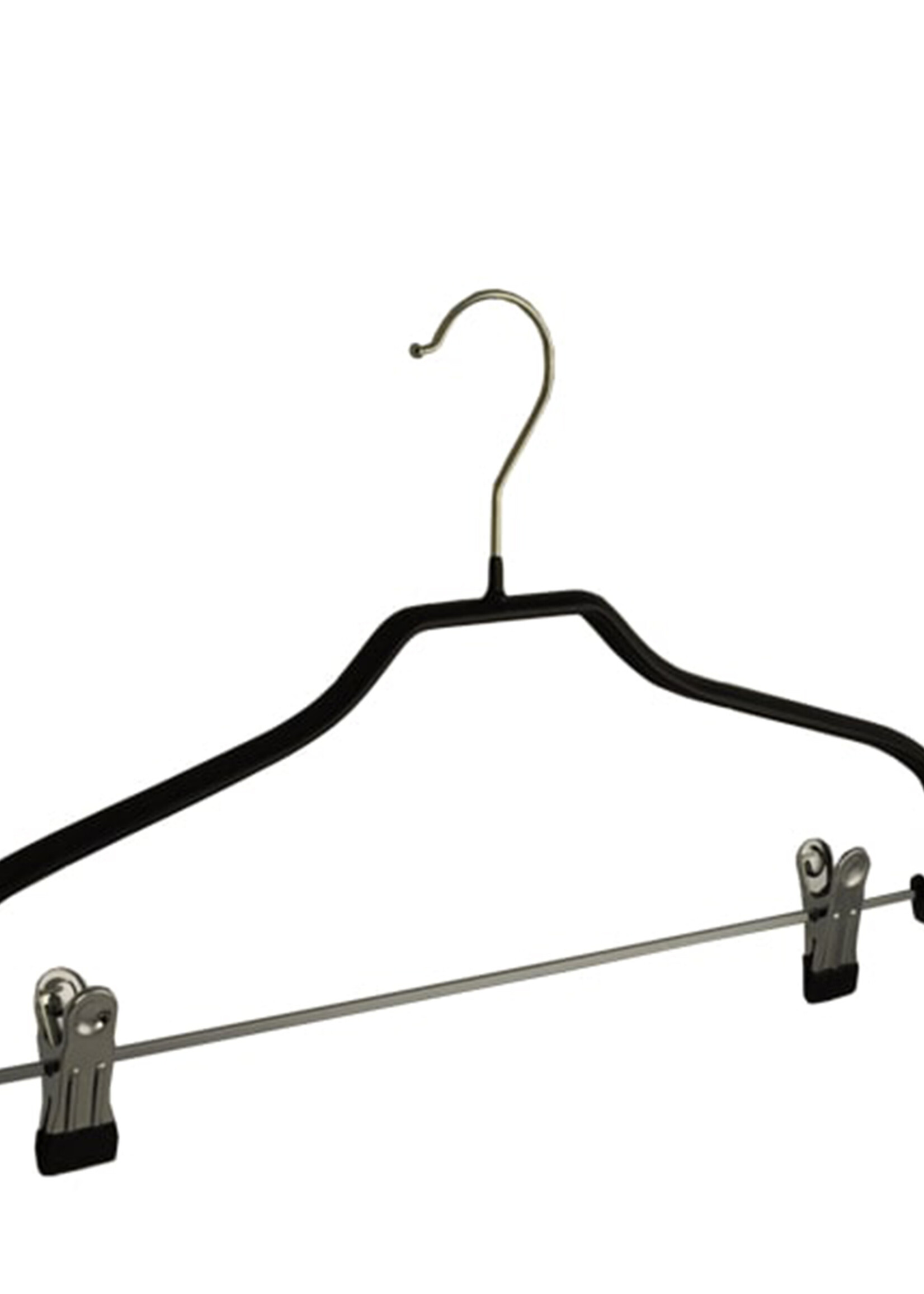 Kledinghanger - Volwassenen - 8327 - 20 Stuks - Blousehanger - Shirthanger - metaal - Zwart - Anti-slip Coating - Verschuifbare Anti-slip knijpers - 40 cm - Kleerhanger